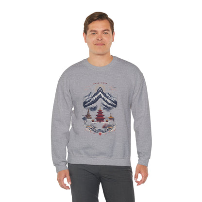 Japanese Mountain Pagoda Crewneck Sweatshirt