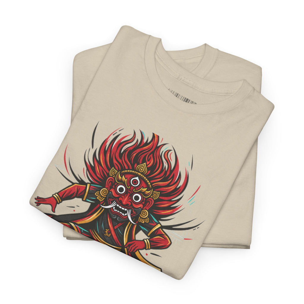T-Shirt — Fierce Red Oni Demon Graphic Tee (Mythic Japanese Mask Design)