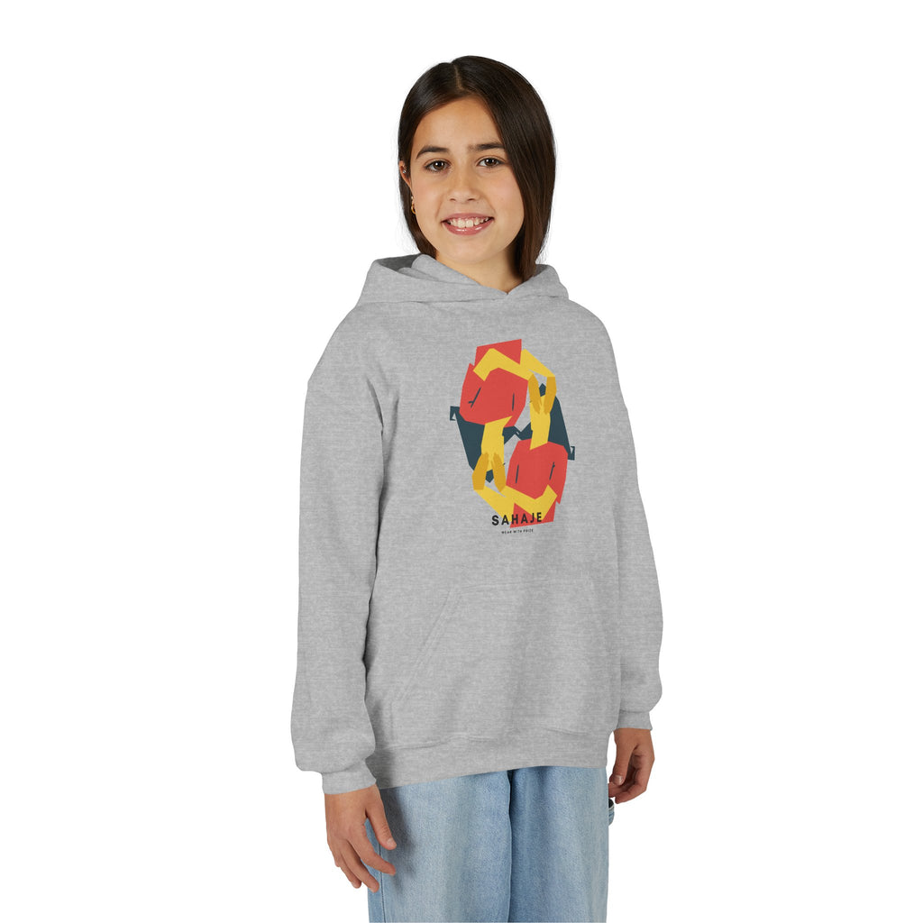 Youth Hoodie with Geometric Squirrel Art – 'Squirrel' Colorful Kids Pullover