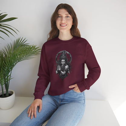 Shiva Meditation Crewneck Sweatshirt — Detailed Shiva Portrait Spiritual Yoga Pullover