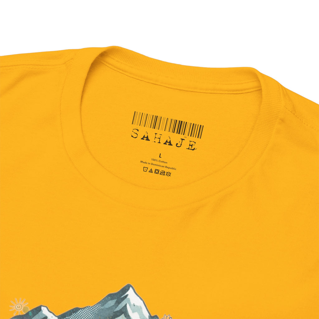 Adventure Compass Graphic Tee — Mountain, Globe & Flag Illustration