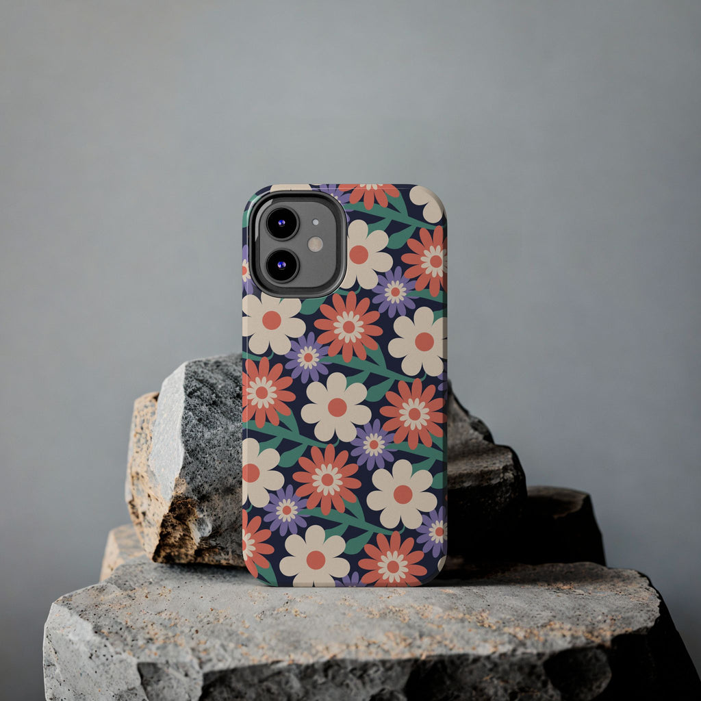 Floral Tough Phone Case — Retro Daisies Protective Phone Cover