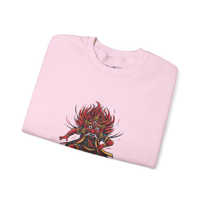Crewneck Sweatshirt — Red Demon Guardian Graphic