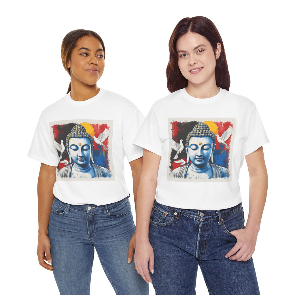 Buddha Peace Tee — Colorful Buddha & Doves Graphic T-Shirt