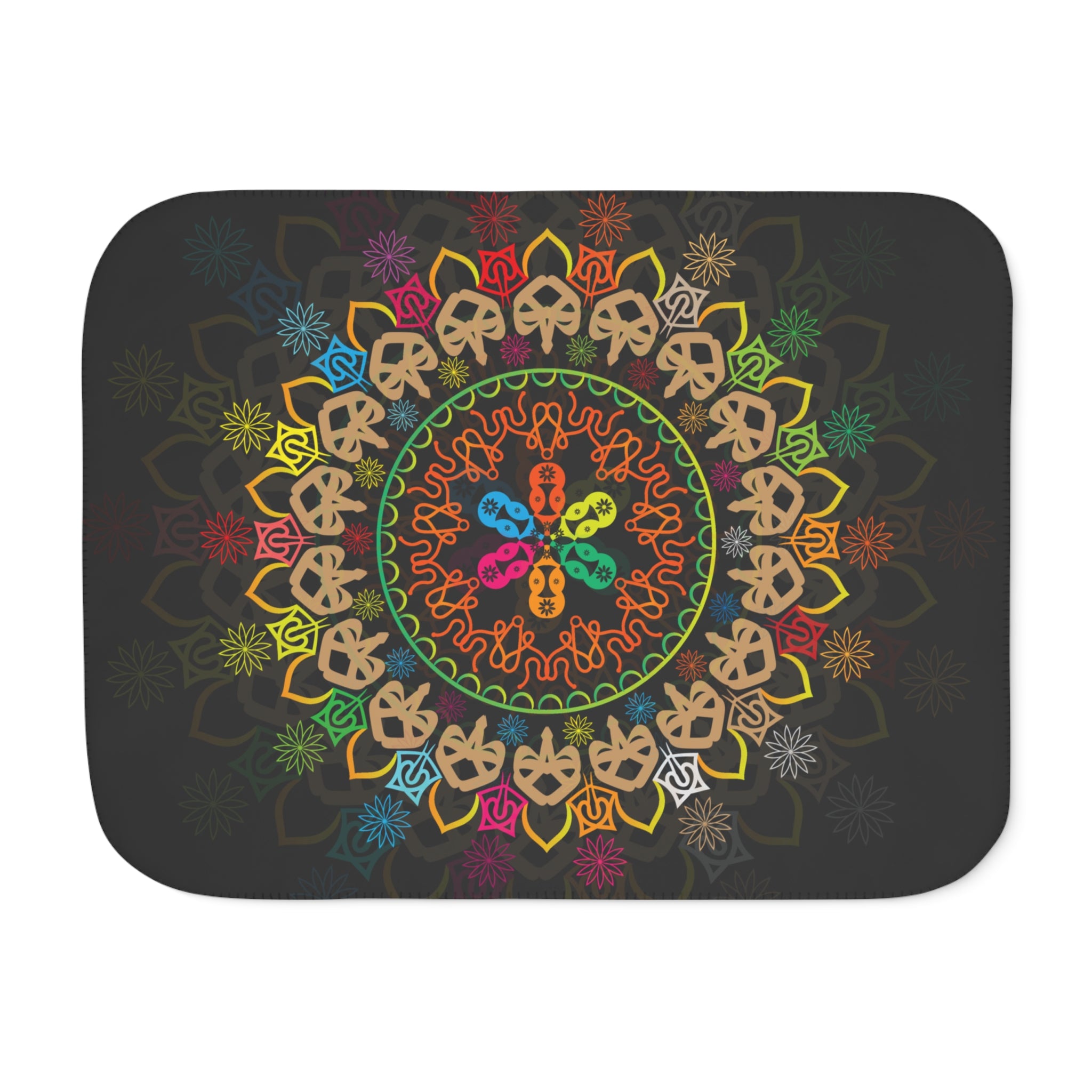 Boho Mandala Sherpa Blanket — Reversible Two‑Tone Cozy Throw