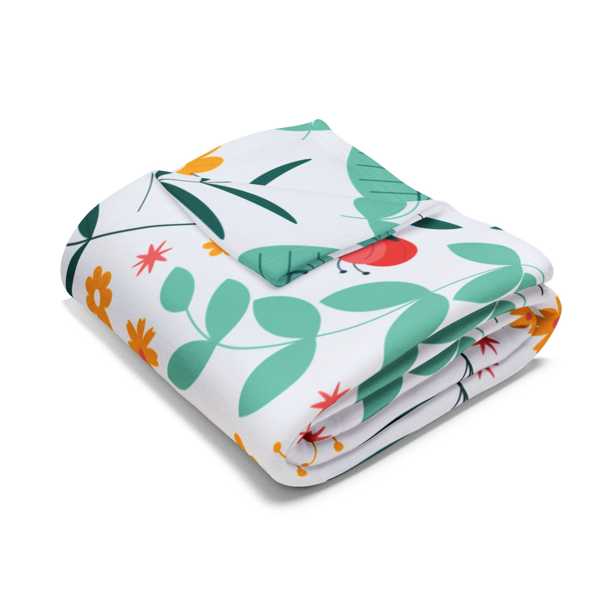 Floral Fleece Blanket — Colorful Retro Flower Pattern Cozy Throw