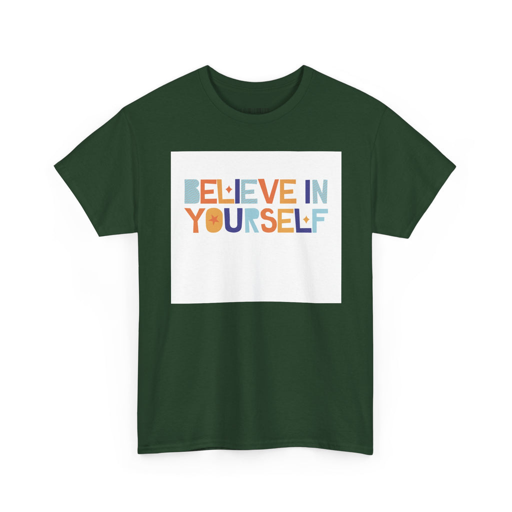 T-Shirt — "Believe in Yourself" Colorful Retro Motivational Tee