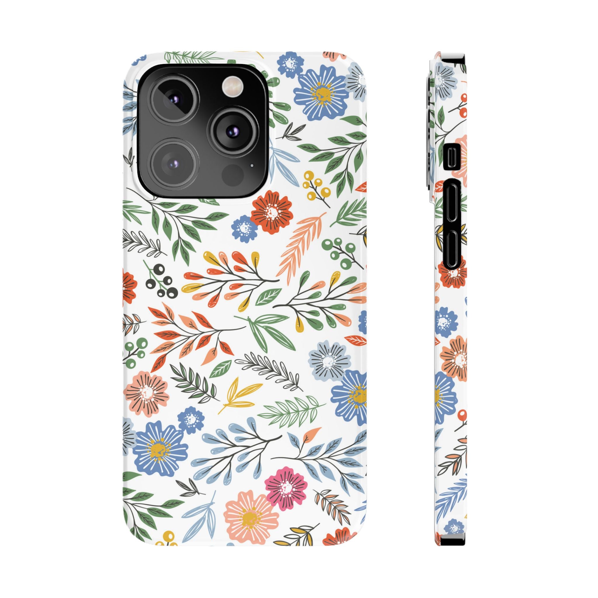 Slim Floral Phone Case — Colorful Hand-Drawn Wildflower Design