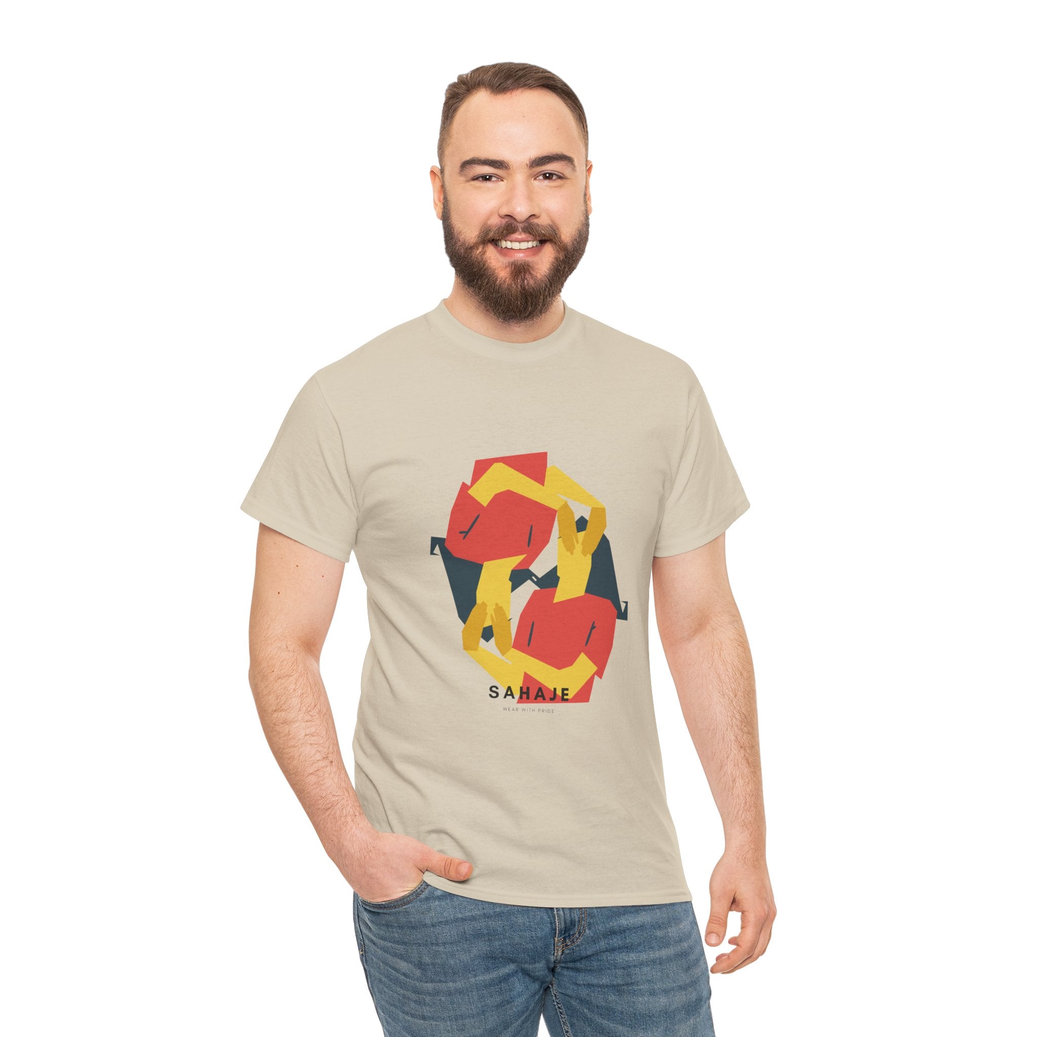 Geometric Fox Tee — Stylized Red & Yellow Fox Illustration T-Shirt
