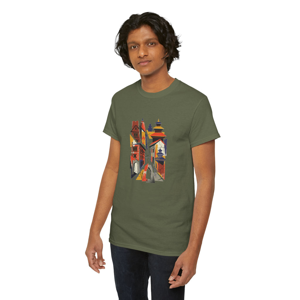 Cityscape Abstract Tee — Colorful Urban Architecture Graphic T‑Shirt