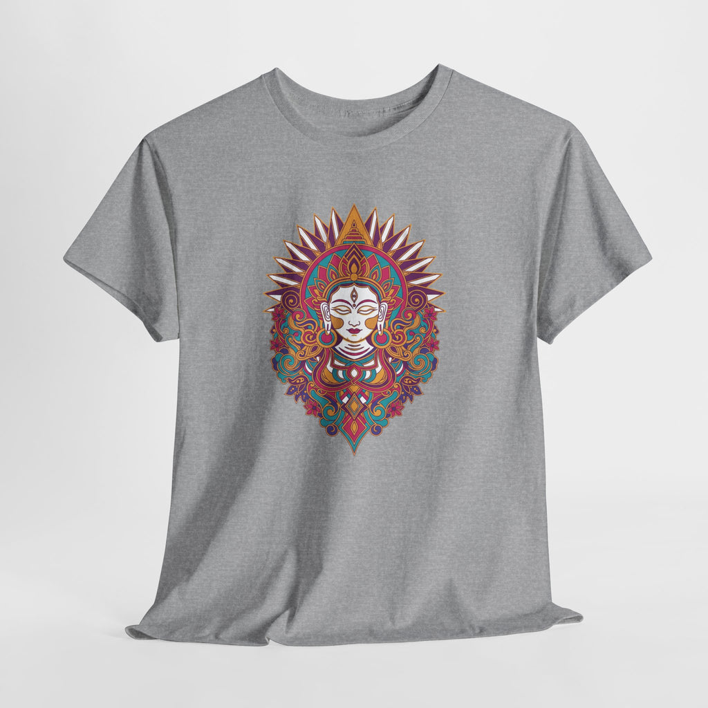 Spiritual Goddess Sun Mandala Tee — Colorful Boho Yoga T‑Shirt