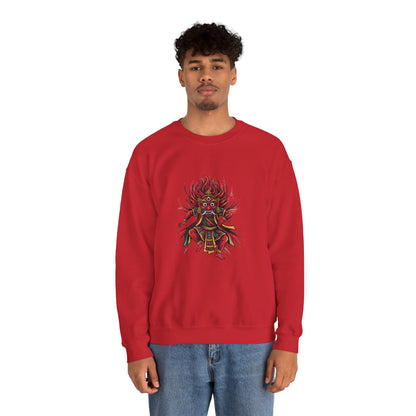 Crewneck Sweatshirt — Red Demon Guardian Graphic