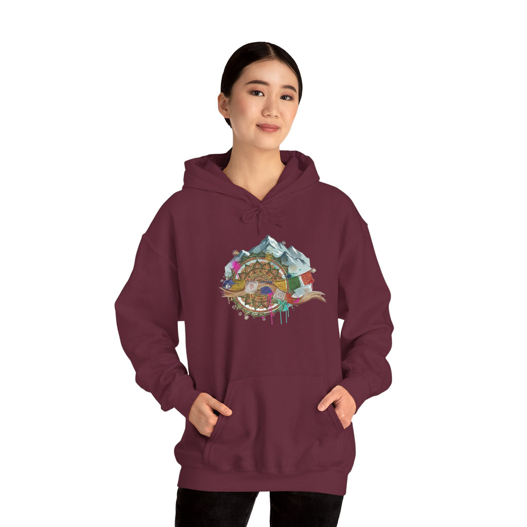 Adventure Landscape Hoodie — Cozy Mountain & Cabin Graphic Sweatshirt
