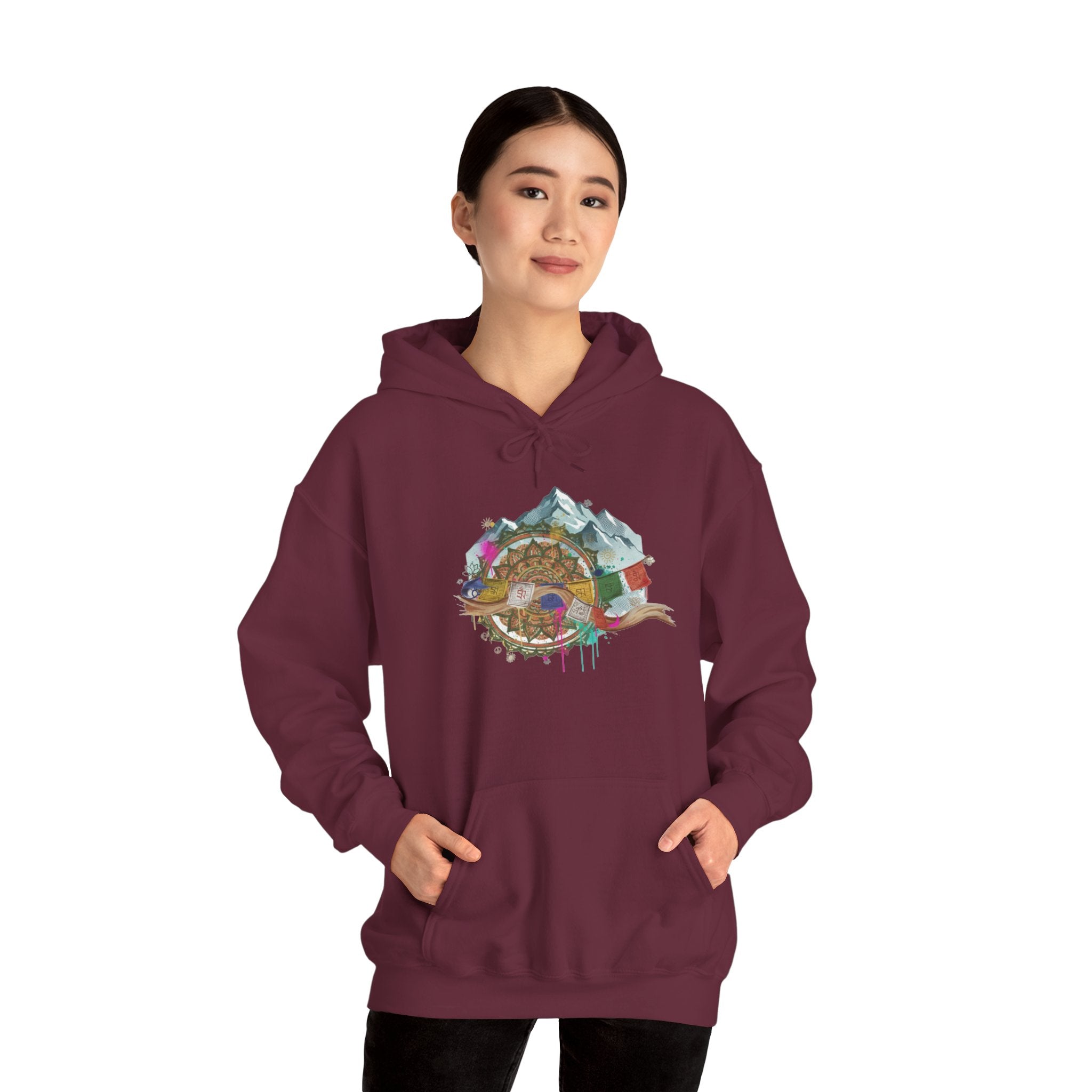 Adventure Landscape Hoodie — Cozy Mountain & Cabin Graphic Sweatshirt