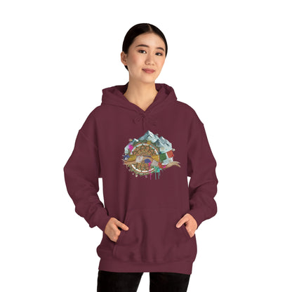 Adventure Landscape Hoodie — Cozy Mountain & Cabin Graphic Sweatshirt