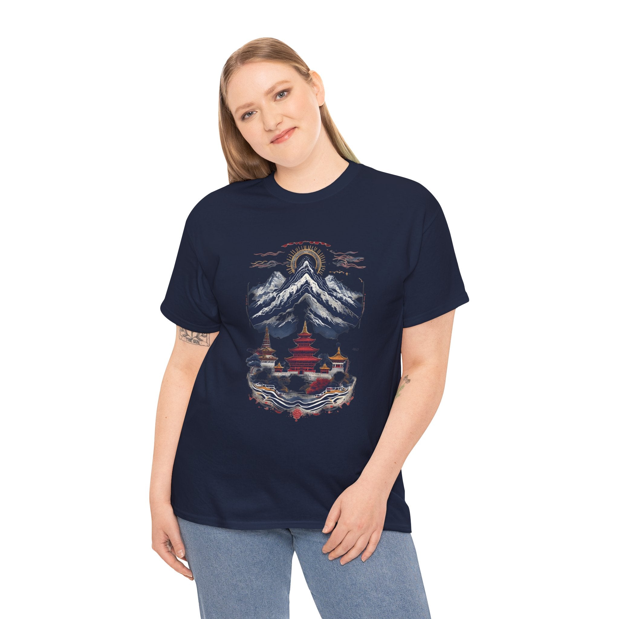 Japanese Mountain Pagoda T-Shirt — Zen Temple Landscape Tee