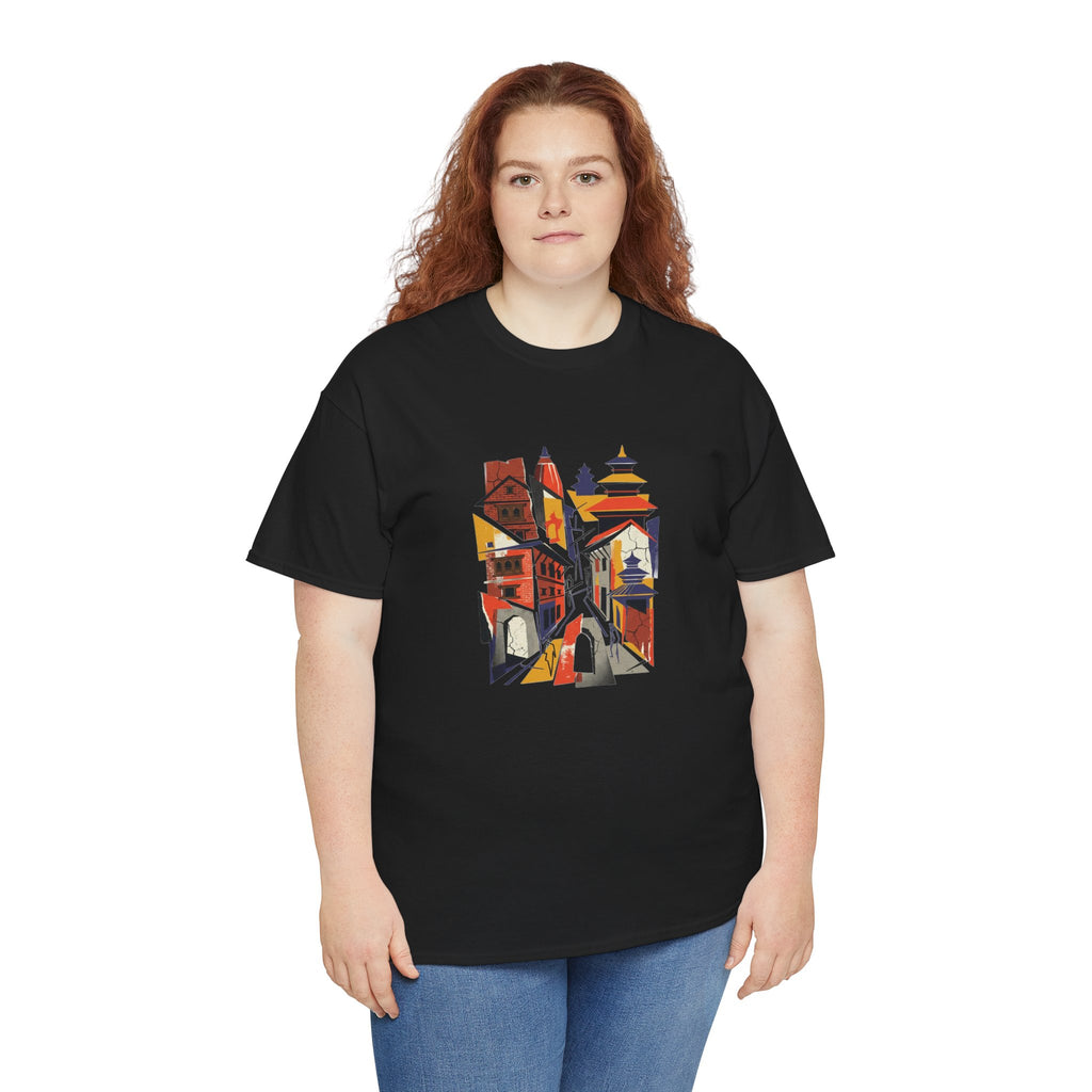 Cityscape Abstract Tee — Colorful Urban Architecture Graphic T‑Shirt