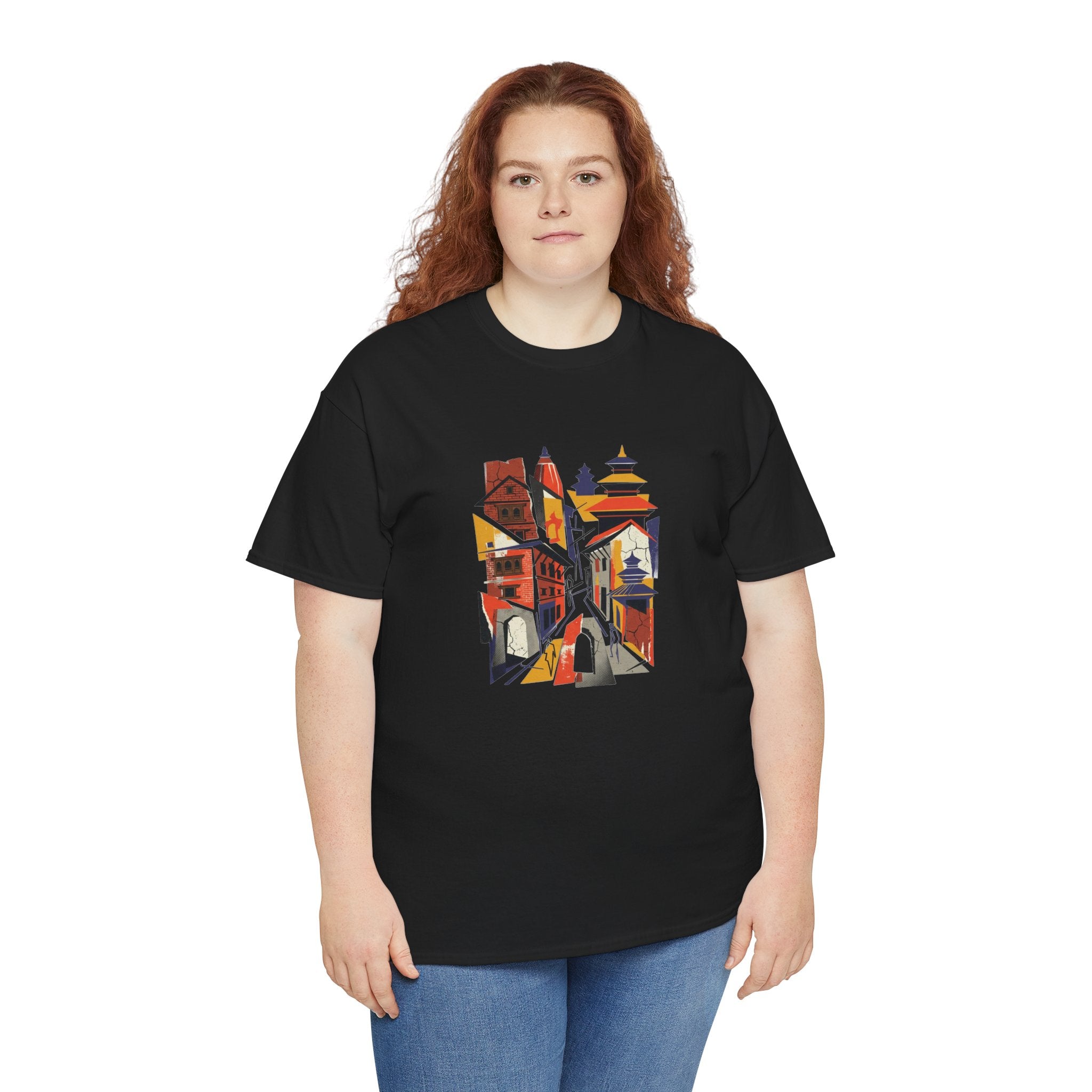 Cityscape Abstract Tee — Colorful Urban Architecture Graphic T‑Shirt