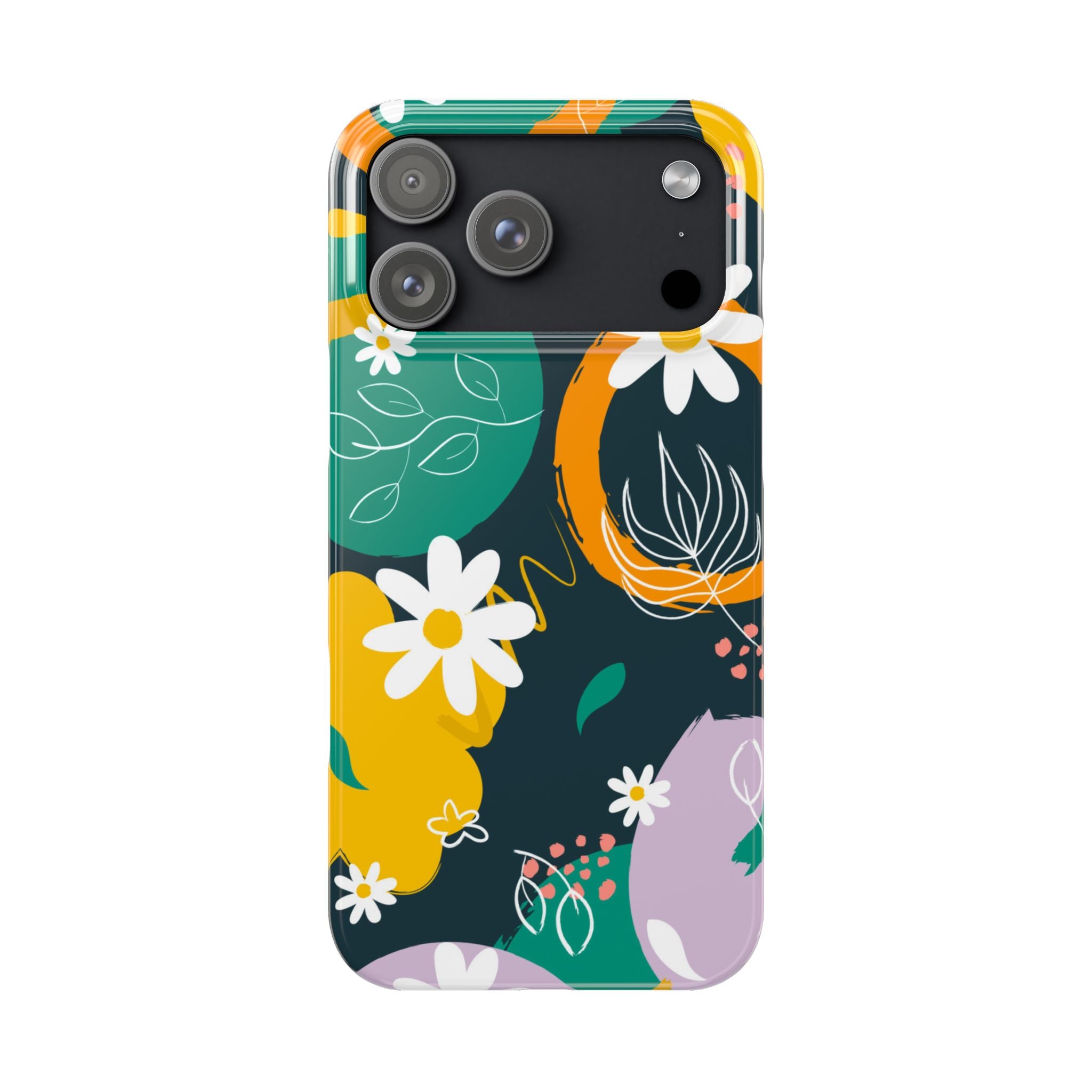 Floral Circle Slim Phone Case — Colorful Abstract Daisies Phone Cover