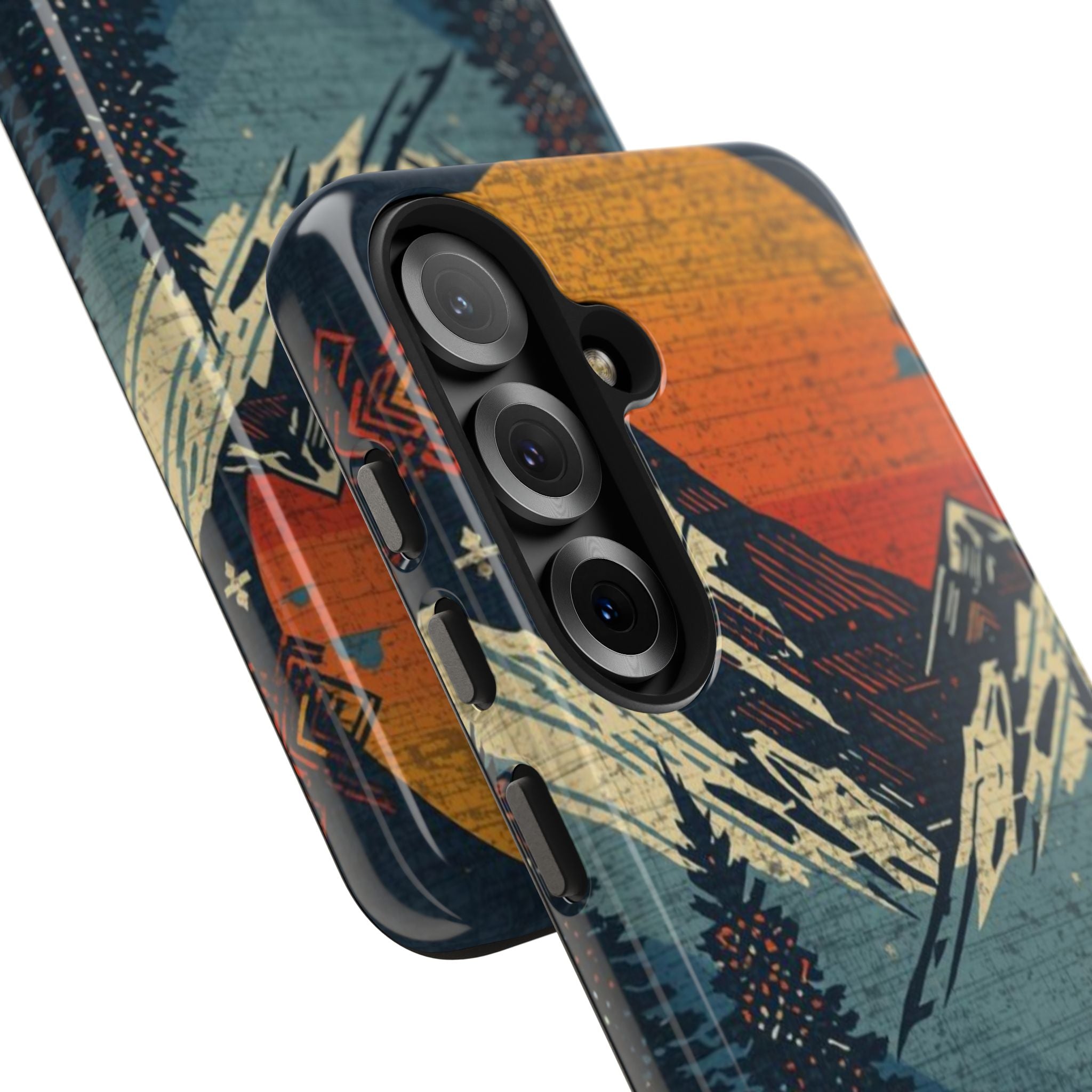 Tough Phone Case — Retro Mountain Sunset Design