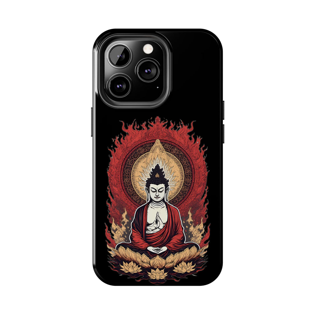 Buddha Meditation Tough Phone Case — Flame Halo Lotus Spiritual Protective Cover