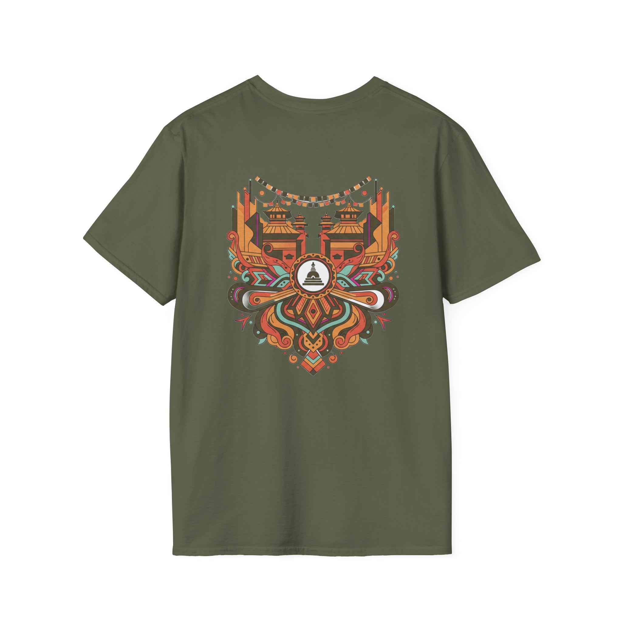 Festival Temple Graphic T-Shirt — Autumn Tribal Shrine Design
