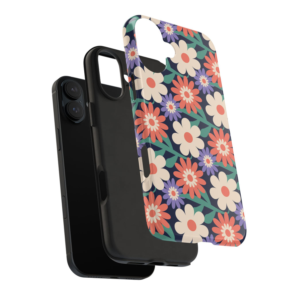 Floral Tough Phone Case — Retro Daisies Protective Phone Cover