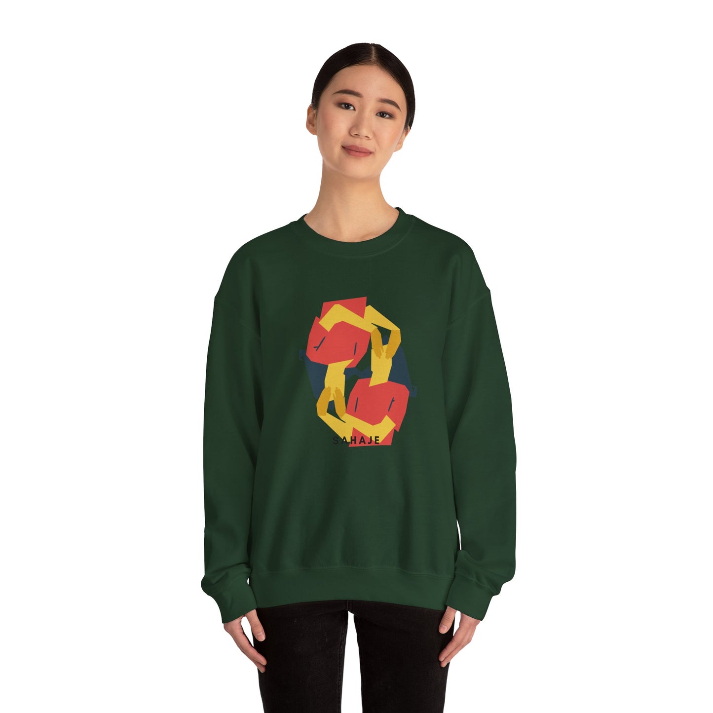 Abstract Flamingo Geometric Crewneck Sweatshirt