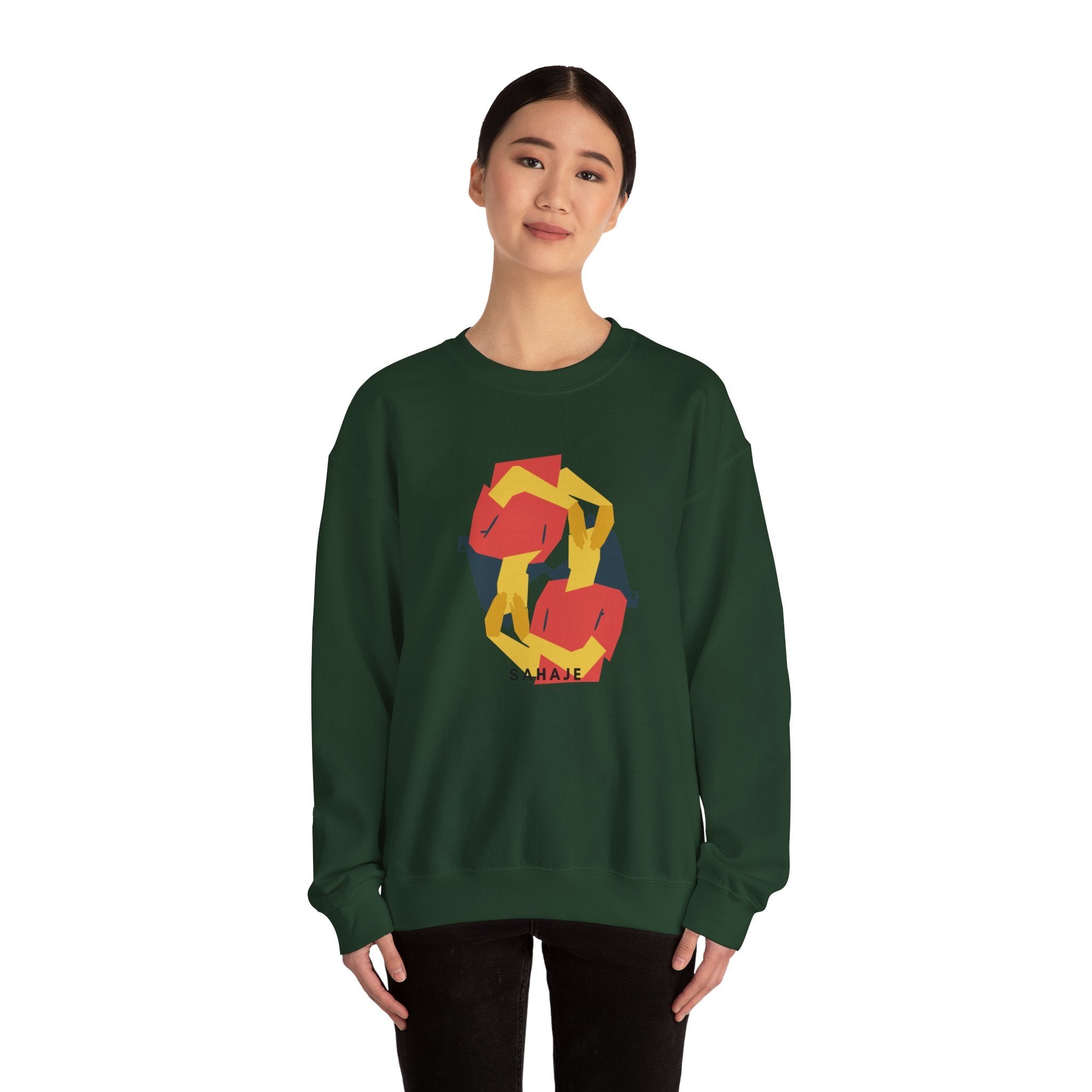 Abstract Flamingo Geometric Crewneck Sweatshirt