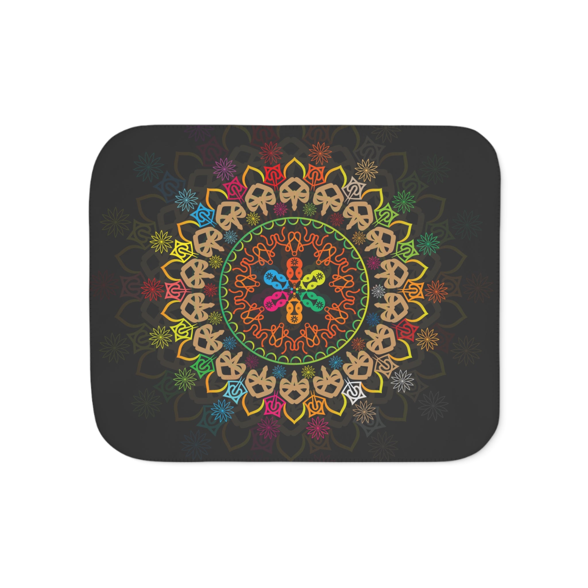 Boho Mandala Sherpa Blanket — Reversible Two‑Tone Cozy Throw