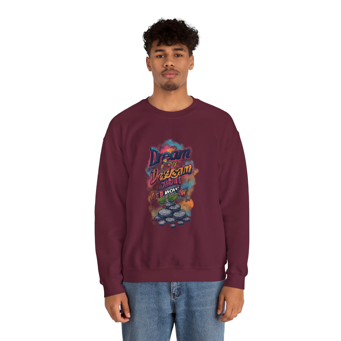 Dream Big Crewneck Sweatshirt — "Dream, Design, Draw" Inspirational Graphic