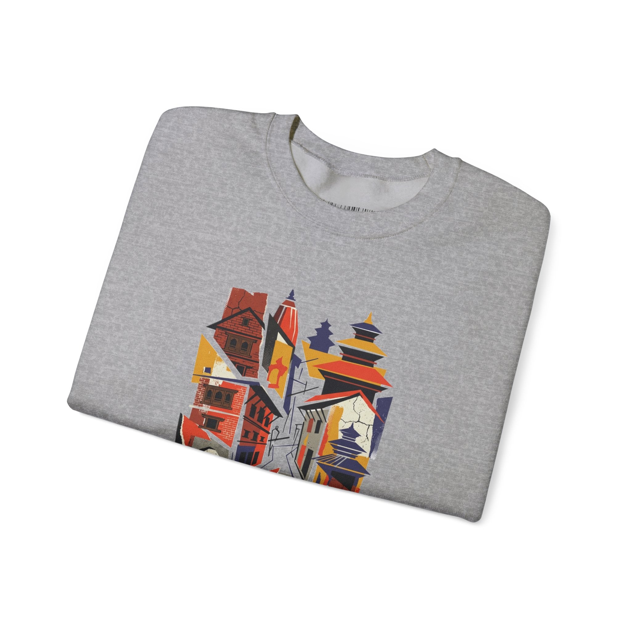 Architectural Cityscape Crewneck Sweatshirt — Abstract Urban Alley Art