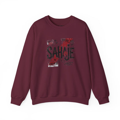 Crewneck Sweatshirt — 'Sahaje' Distressed Script Graphic