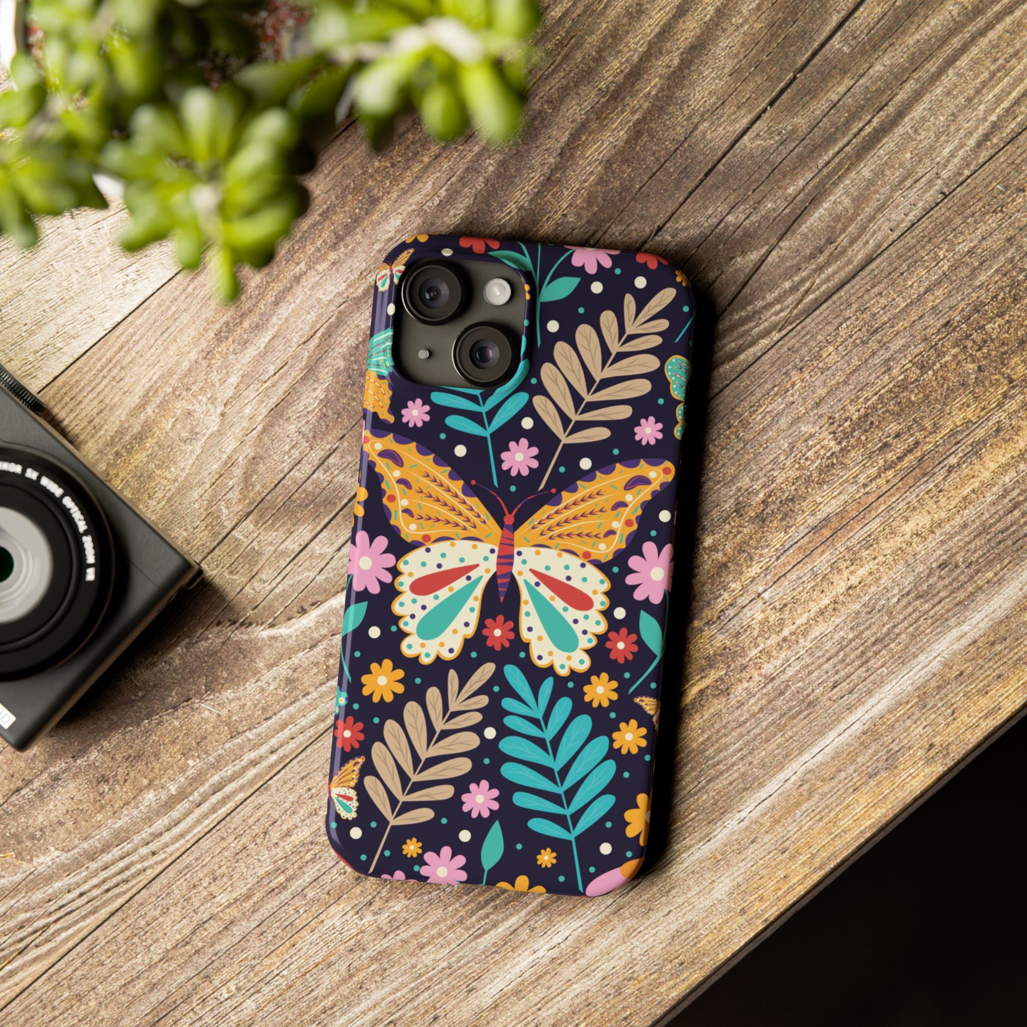 Butterfly Floral Slim Phone Case — Colorful Boho Garden Design