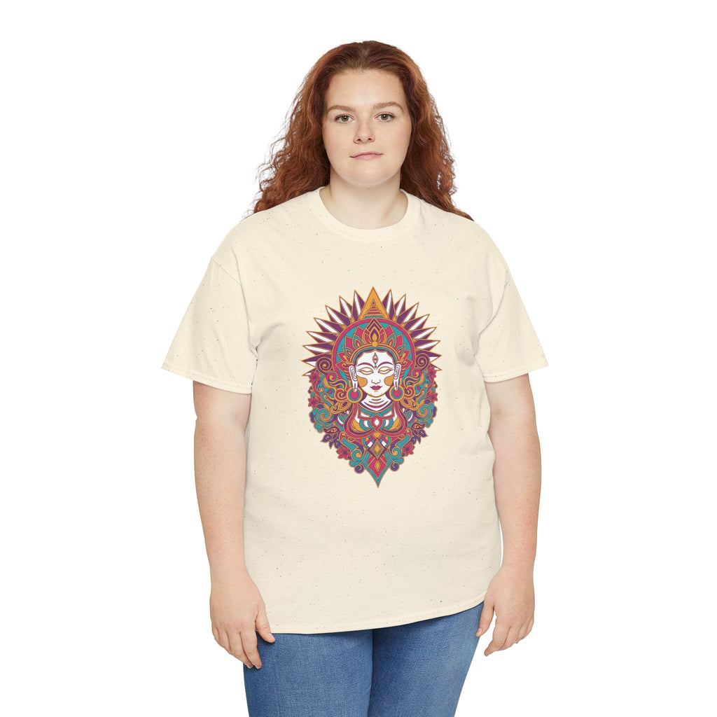 Spiritual Goddess Sun Mandala Tee — Colorful Boho Yoga T‑Shirt