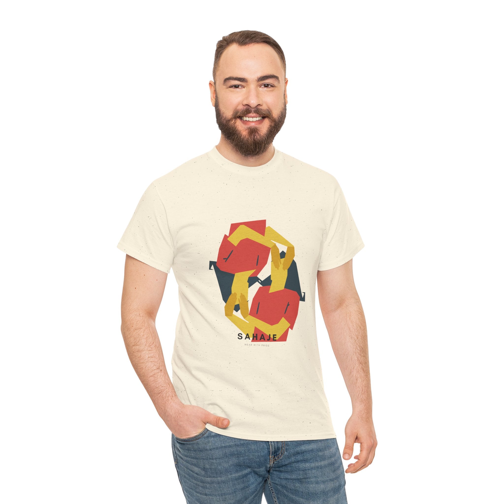 Geometric Fox Tee — Stylized Red & Yellow Fox Illustration T-Shirt