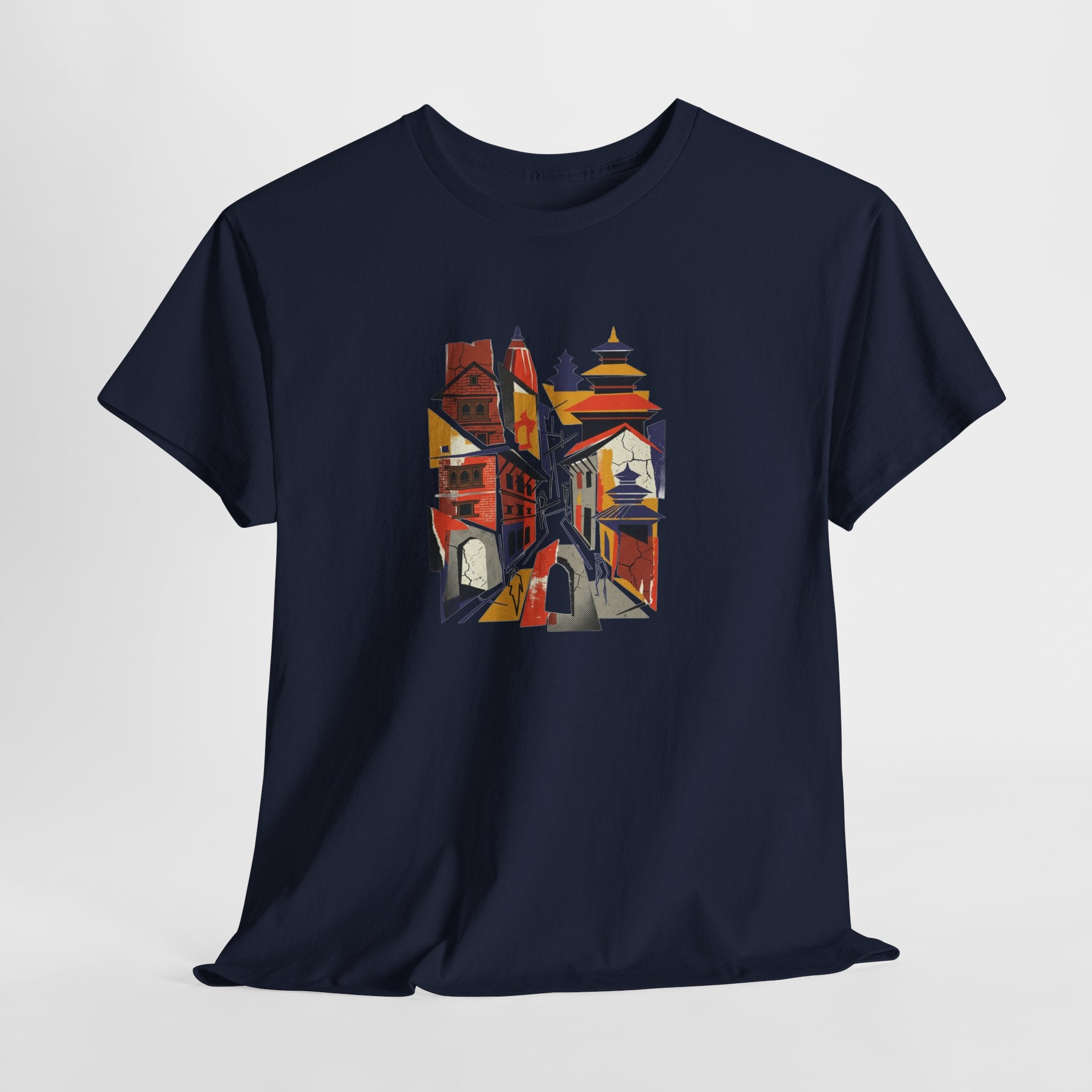 Cityscape Abstract Tee — Colorful Urban Architecture Graphic T‑Shirt