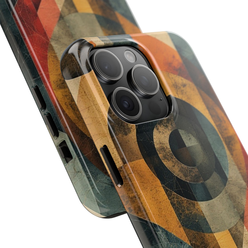 Retro Geometric Tough Phone Case — Vintage Target Circle Design