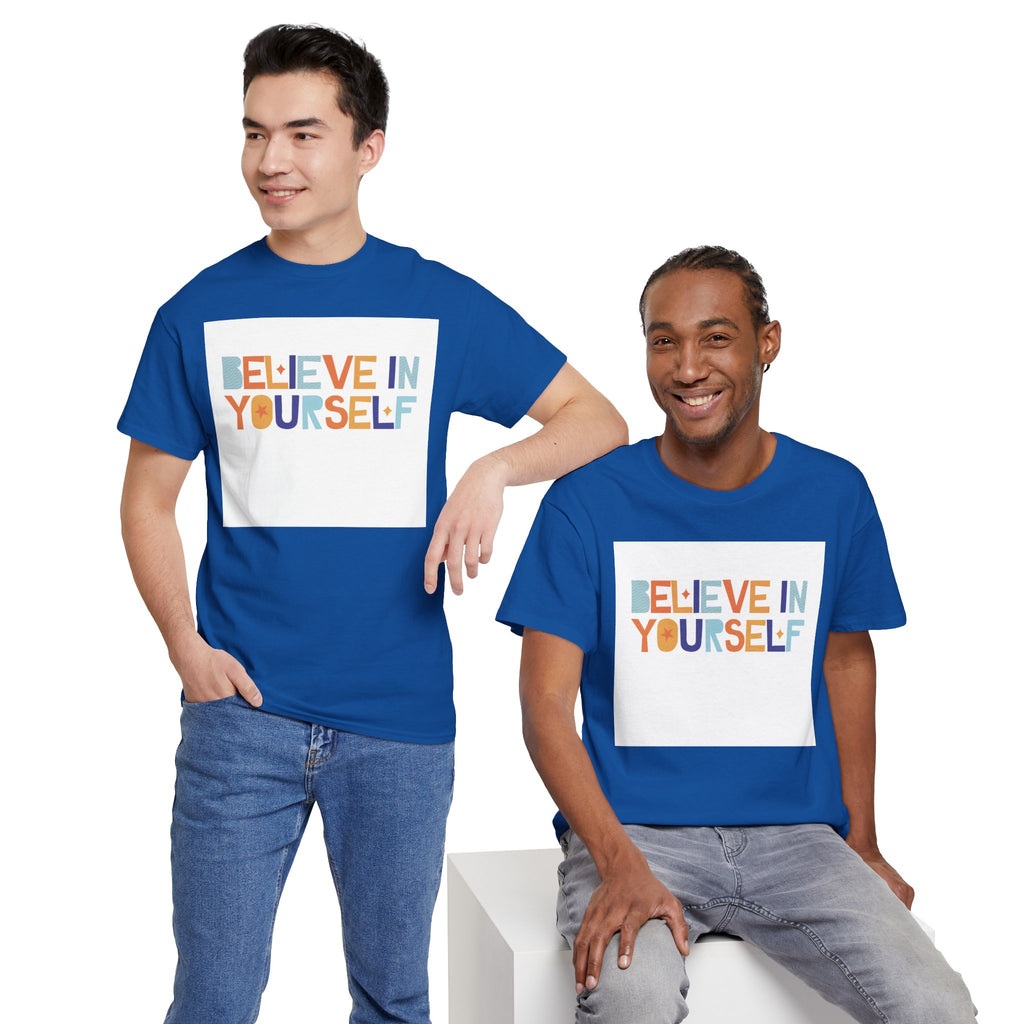 T-Shirt — "Believe in Yourself" Colorful Retro Motivational Tee