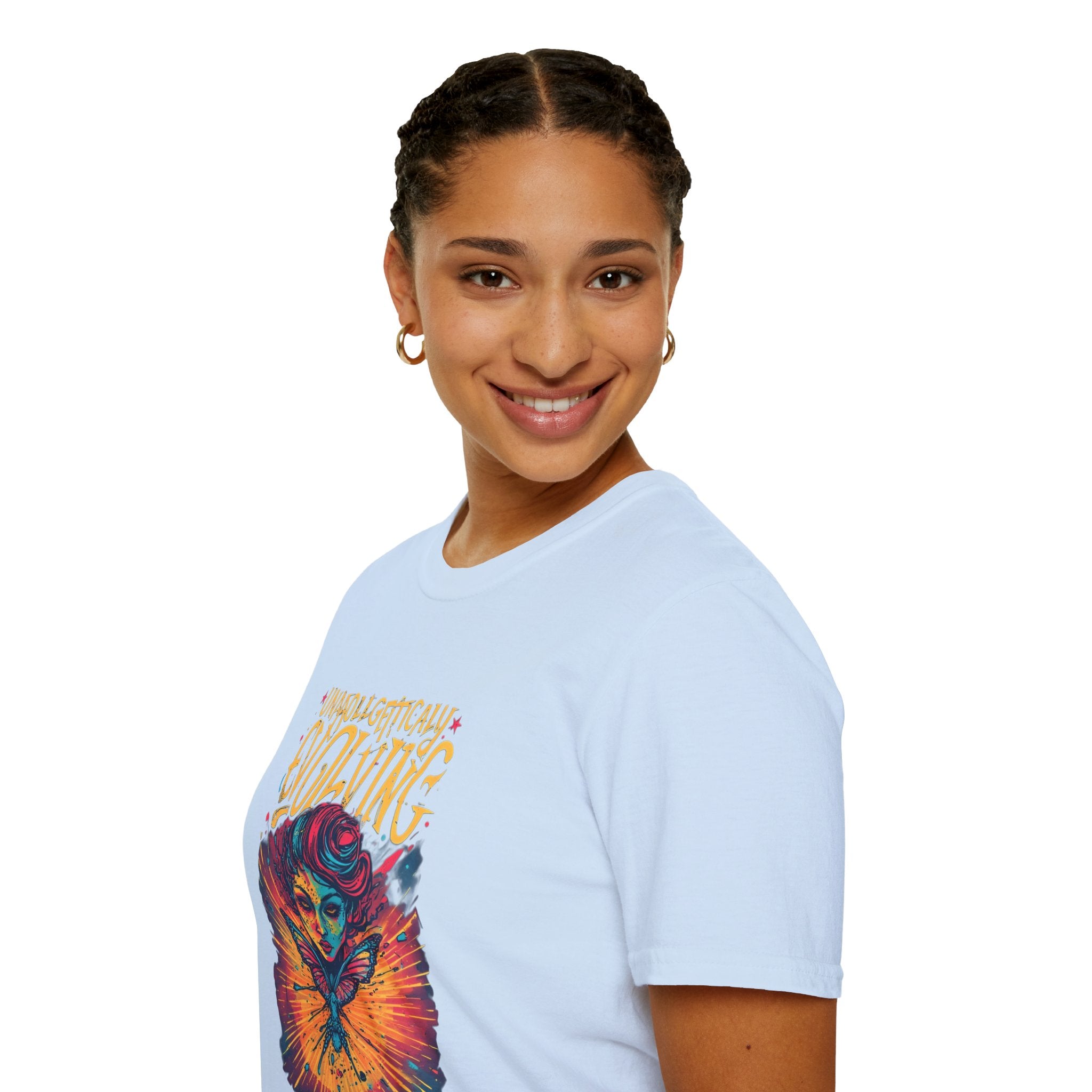 Evolving Butterfly Graphic T-Shirt — "Unapologetically Evolving" Vibrant Psychedelic Tee