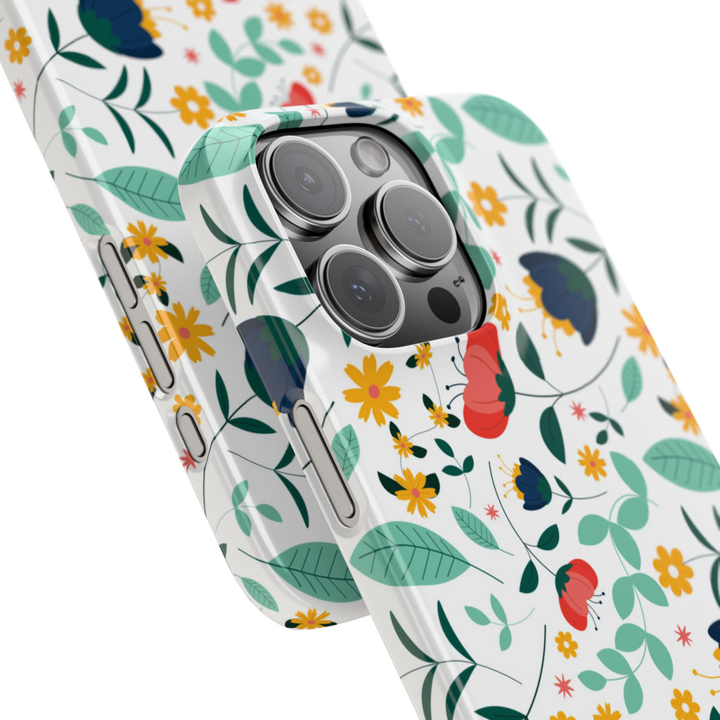Floral Slim Phone Case — Colorful Folk Flower Pattern
