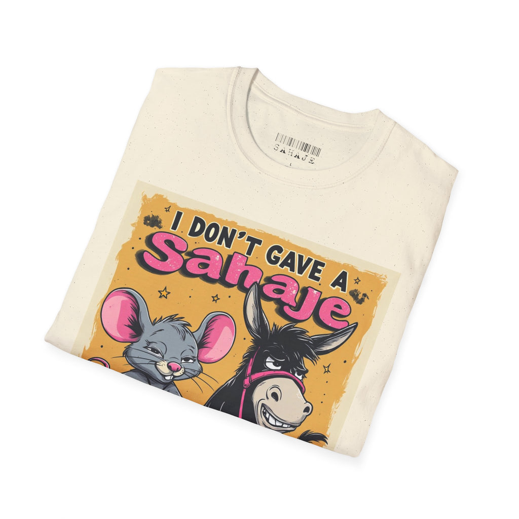 Don’t Give a Satrage T-Shirt — Funny Mouse & Donkey Cartoon Tee