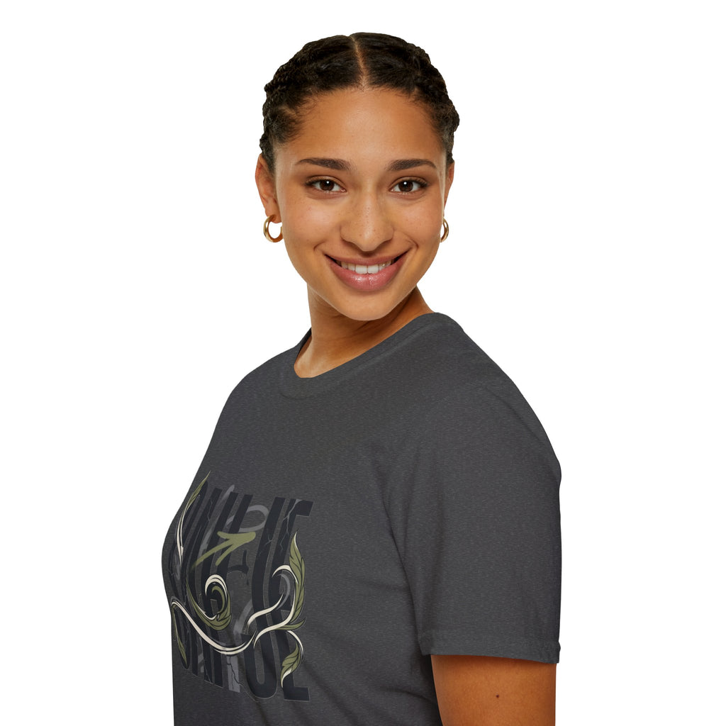 Saurus Graphic T-Shirt — Retro Block Lettering with Snake Illustration