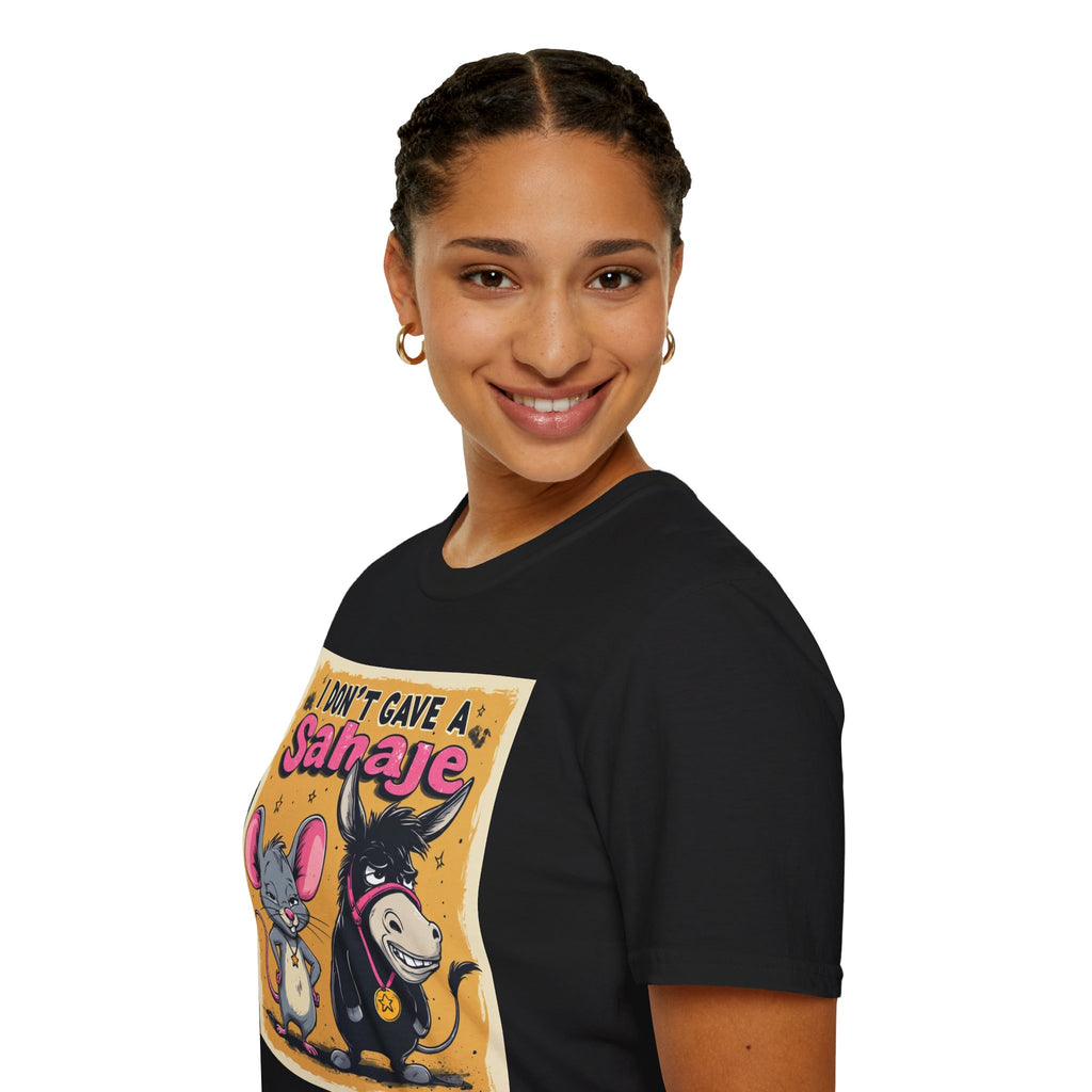 Don’t Give a Satrage T-Shirt — Funny Mouse & Donkey Cartoon Tee