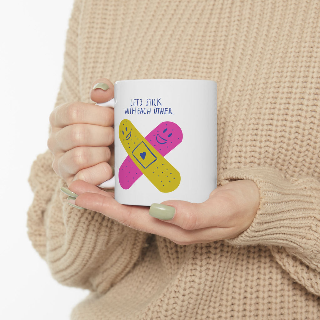 Colorful Bandaid Ceramic Mug - Fun Gift for Doctors, Nurses, Get Well Soon, Cheerful Coffee Cup, 11oz or 15oz