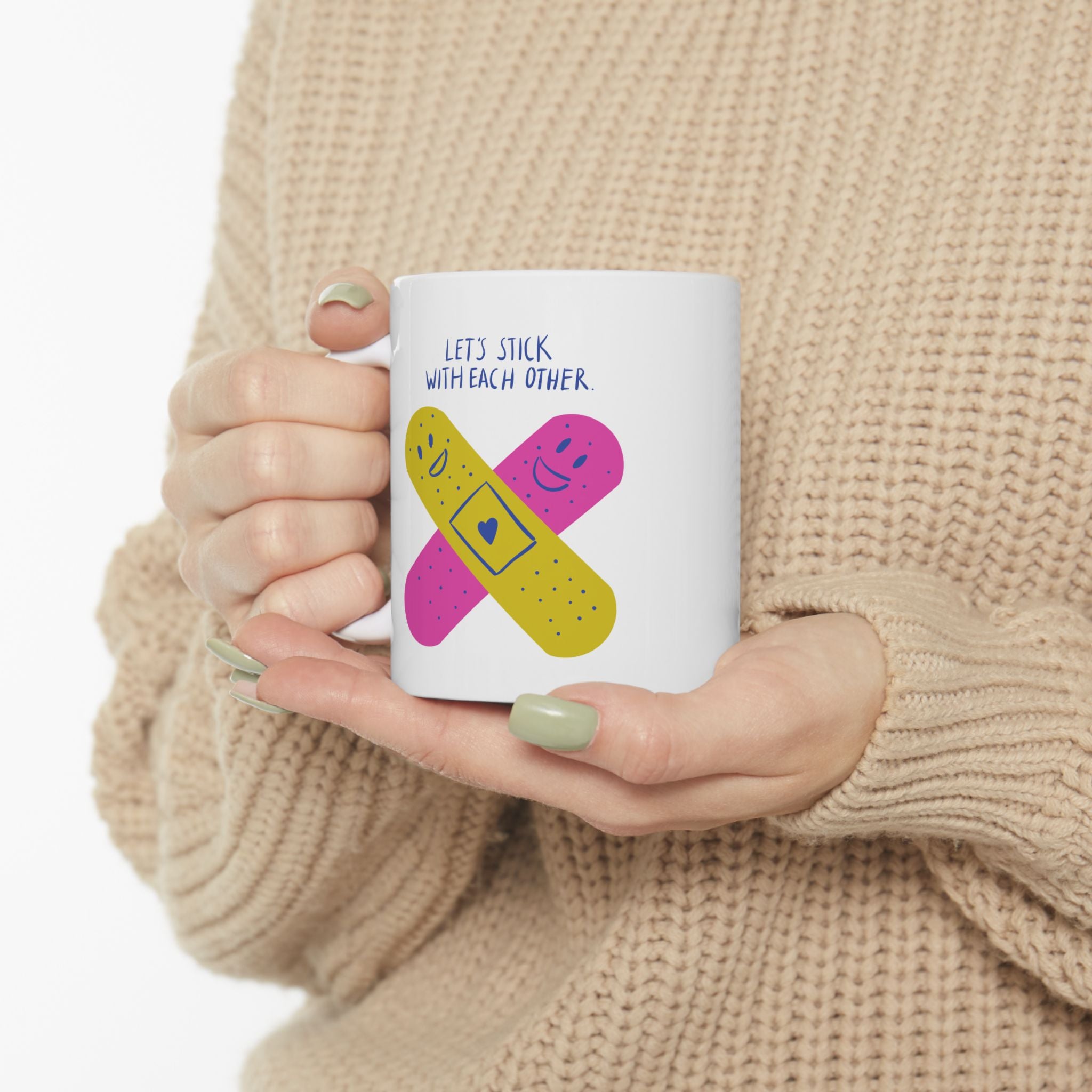 Colorful Bandaid Ceramic Mug - Fun Gift for Doctors, Nurses, Get Well Soon, Cheerful Coffee Cup, 11oz or 15oz