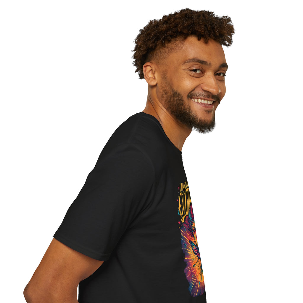 Evolving Butterfly Graphic T-Shirt — "Unapologetically Evolving" Vibrant Psychedelic Tee