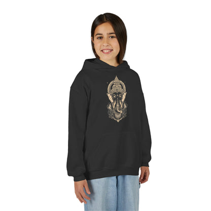 Youth Hoodie — Majestic Ganesha Elephant Art Graphic