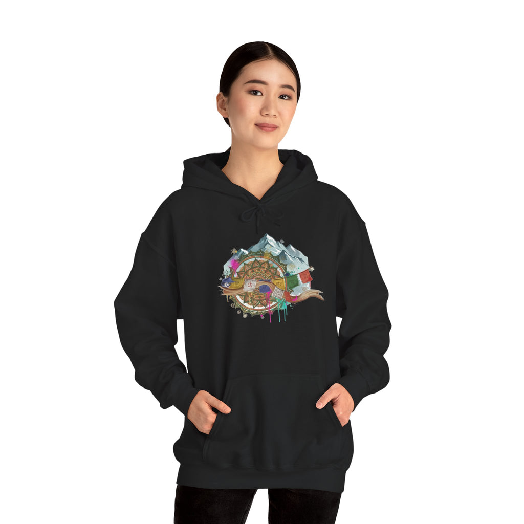 Adventure Landscape Hoodie — Cozy Mountain & Cabin Graphic Sweatshirt