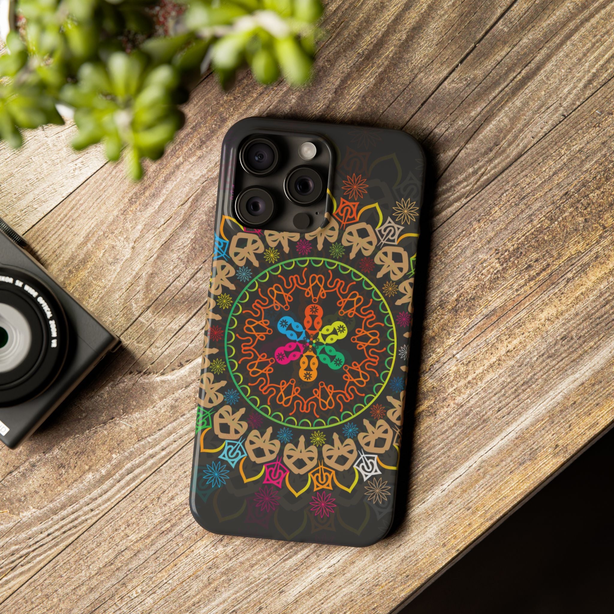 Tropical Mandala Phone Case, Colorful Slim Phone Case, Trendy Phone Cover, Artistic Gift, Eco-Friendly Phone Accessory